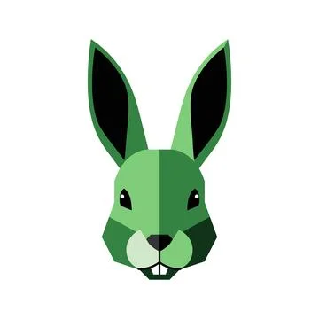 Vector art of green rabbit head on white background Stock Illustration
