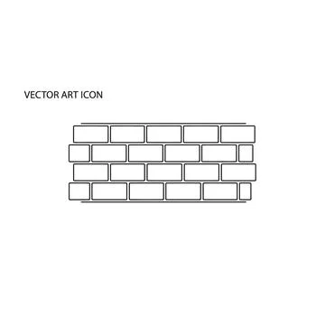 Vector art icon of brick wall with isolated on a white background Stock Illustration