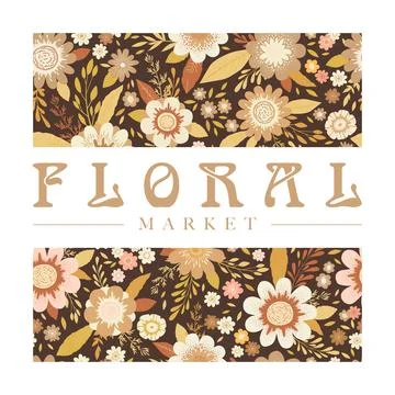 Vector art illustration with hand drawn abstract flowers pattern and letter.. Stock Illustration