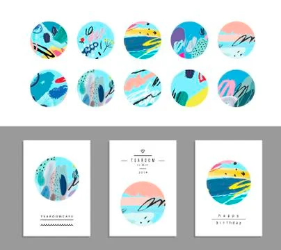 Vector art of label design. Collection of decor elements and stickers with ha Stock Illustration