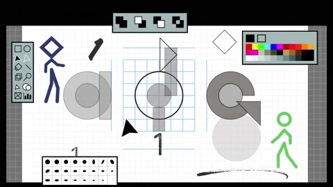 Vector art on a mockup design app interface. Graphic design or digital Vídeos de archivo 209567124