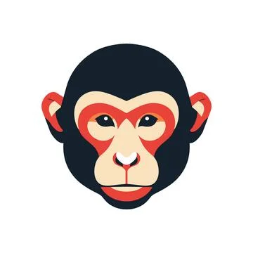 Vector art of monkey face on white background Stock Illustration