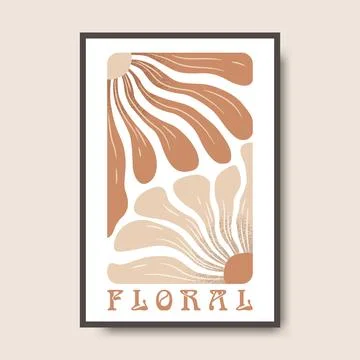 Vector art poster illustration with abstract hand drawn flowers and letteri.. Stock Illustration