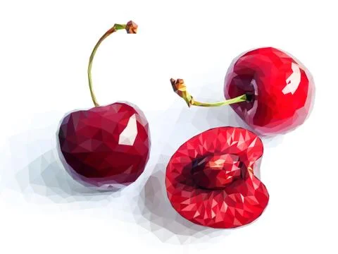 Vector art of red polygon cherry Stock Illustration