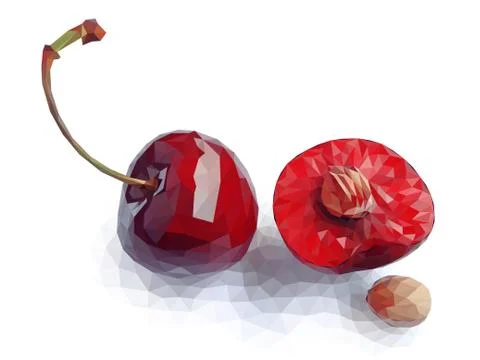 Vector art of red polygon cherry Stock Illustration