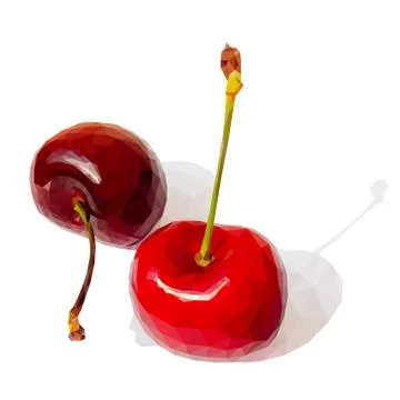 Vector art of red polygon cherry Stock Illustration
