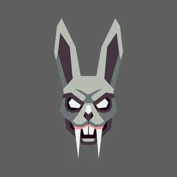 Vector art of scary rabbit skull monster face on dark grey background Stock Illustration