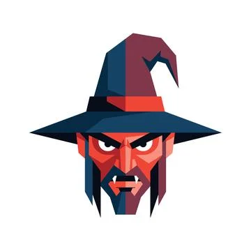 Vector art of scary wizard face on white background Stock Illustration