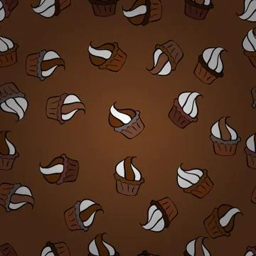 Vector art. Seamless pattern with sweets - ice cream, cupcakes isolated on cute イラスト素材