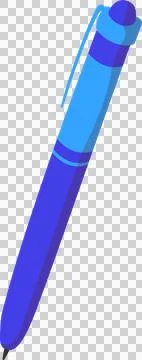 Vector art is showing blue retractable pen with clip, button, rings, tip on Stock Illustration