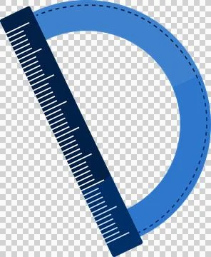 Vector art is showing blue ruler overlapping half-circle protractor on 库存插图