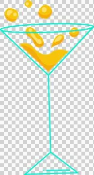 Vector art showing teal martini glass splashing yellow liquid droplets, Stock Illustration
