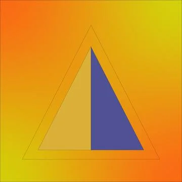 Vector art showing triangle outline, split yellow and dark blue on gradient Stock Illustration