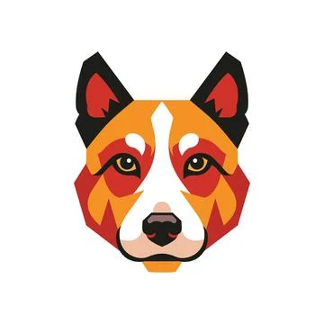 Vector art of vibrant dog face on white background Stock Illustration