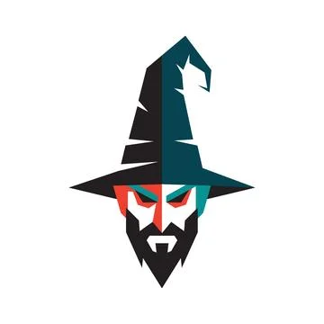 Vector art of wizard hat and wizard on white background Stock Illustration