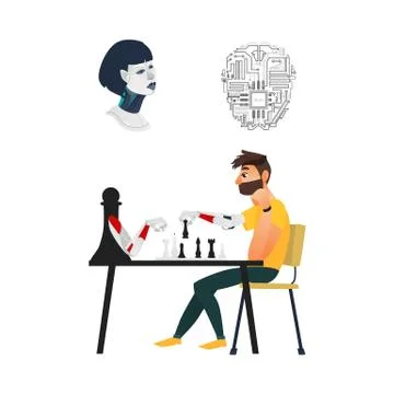 Vector artificial intelligence, robots icons 스톡 일러스트