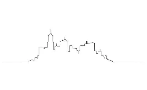 Vector Artistic Drawing Illustration of Generic City High Rise Cityscape Ilustração Stock