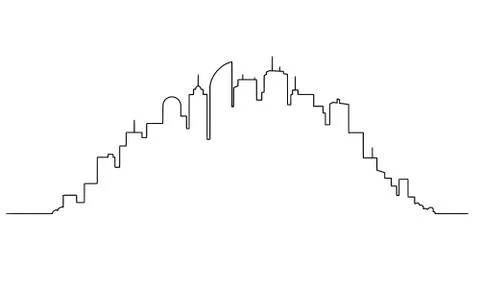 Vector Artistic Drawing Illustration of Generic City High Rise Cityscape Ilustração Stock