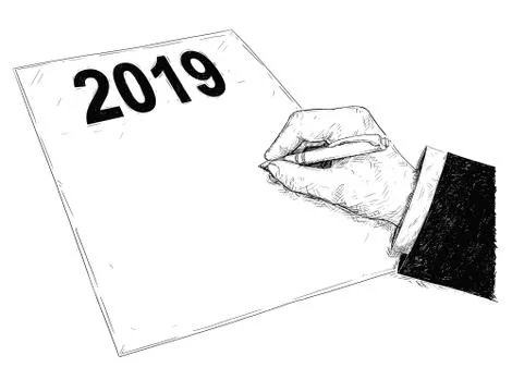 Vector Artistic Drawing Illustration of Hand Ready to Write or Sign Document Stock Illustration