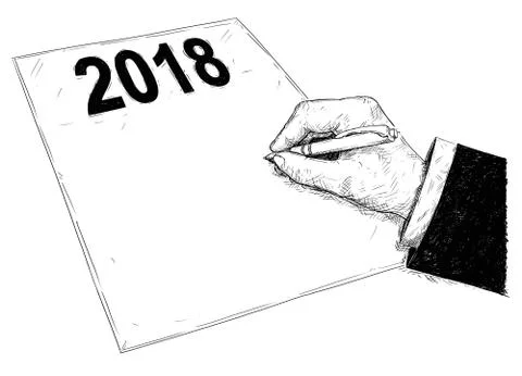 Vector Artistic Drawing Illustration of Hand Ready to Write or Sign Document Illustrazione stock