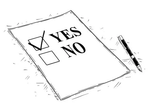 Vector Artistic Drawing Illustration of Yes and No Questionnaire Form Stock Illustration