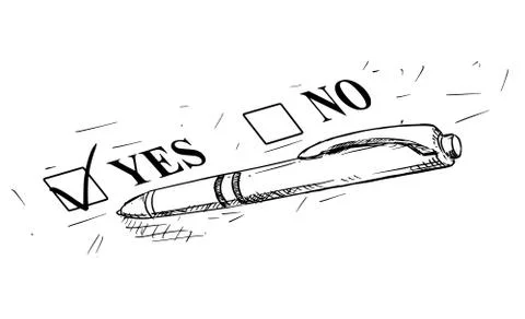 Vector Artistic Drawing Illustration of Yes and No Questionnaire Form and Stock Illustration