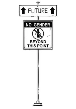 Vector Artistic Drawing of Traffic Arrow Sign With Future and No Gender Beyond Stock Illustration