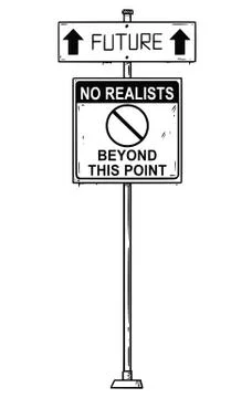 Vector Artistic Drawing of Traffic Arrow Sign With Future and No Realists Beyond Stock Illustration