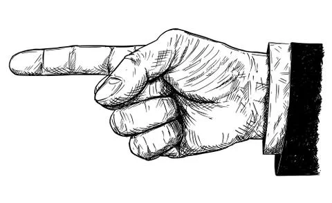 Vector Artistic Illustration or Drawing of Businessman Hand in Suit With Finger 스톡 일러스트