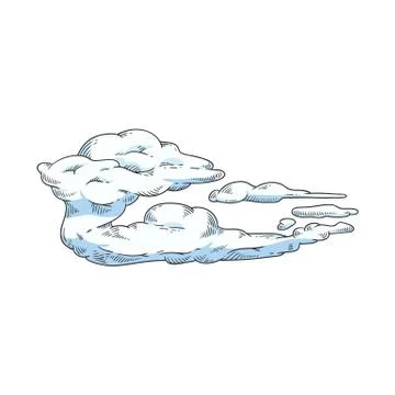 Vector asbtract sketch blue sky clouds icon Illustrazione stock