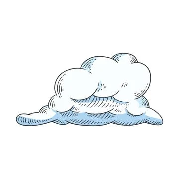 Vector asbtract sketch blue sky clouds icon Stock Illustration