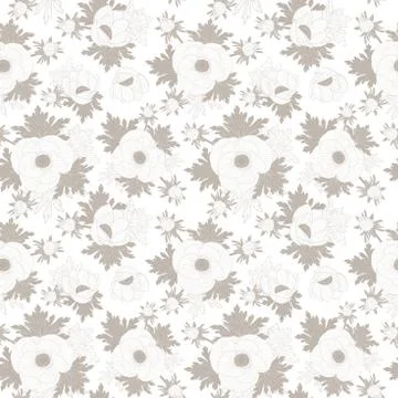 Vector ash purple anemone texture . Floral vector repeat seamless texture Stock Illustration