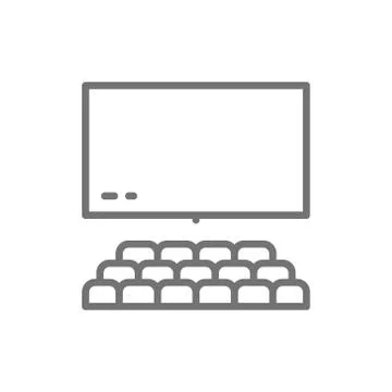 Vector assembly hall, cinema hall line icon. Stock Illustration