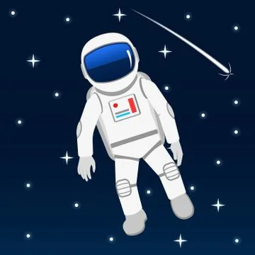 Vector astronaut, space suit isolated on blue background. Stock Illustration