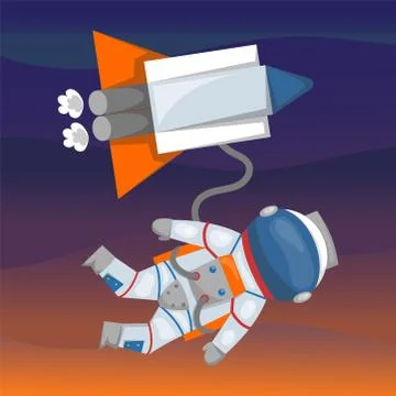 Vector astronauts in space, working character and having fun spaceman galaxy Stock Illustration