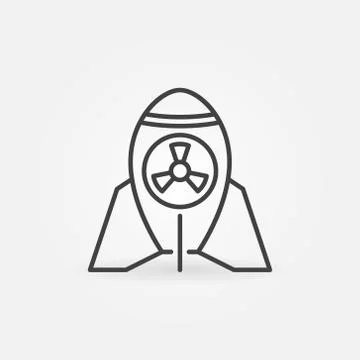 Vector Atom Bomb or Nuclear Warhead concept outline icon Stock Illustration