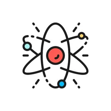 Vector atom, molecule, science flat color line icon. Stock Illustration