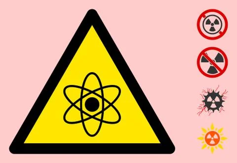 Vector Atomic Warning Triangle Sign Icon Illustrazione stock