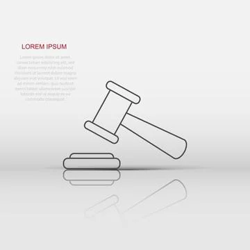 Vector auction hammer icon in flat style. Court tribunal sign illustration .. Stock Illustration