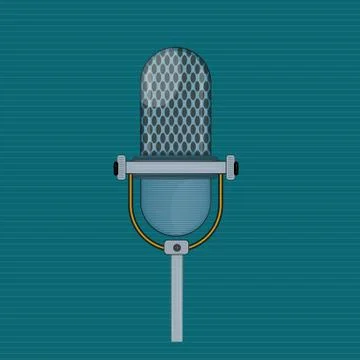 Vector Audio Microphone on a lineded green background Stock Illustration