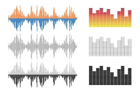 Vector Audio waves set. Illustrazione stock
