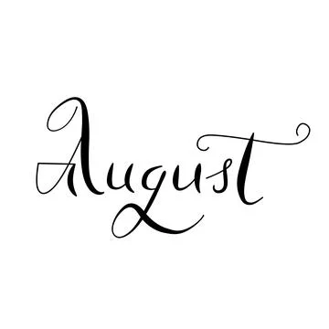 Vector August hand drawn month calligraphy. Cursive handwritten style made using Stock Illustration