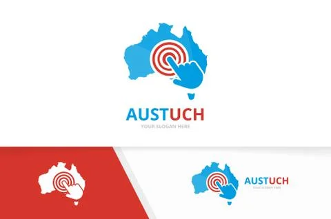 Vector australia and click logo combination. Oceania and cursor symbol or icon Illustrazione stock
