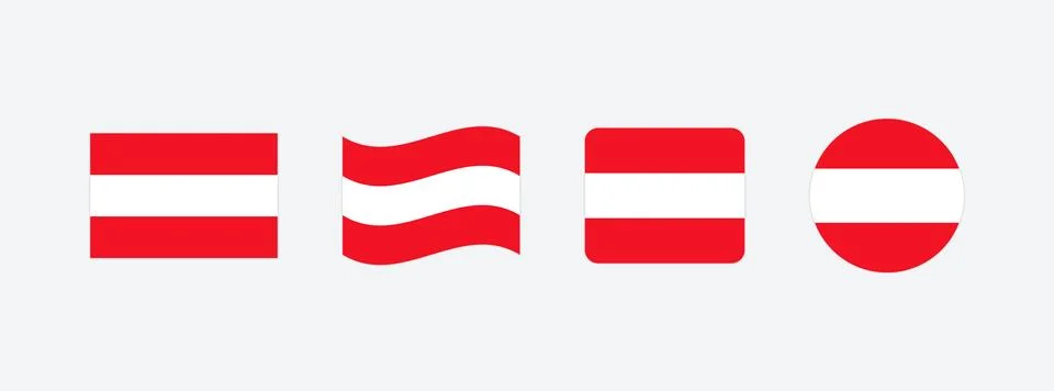 Vector Austria flag. Set of Austria Flags Collection. Stock Illustration