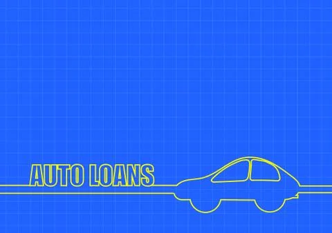 Vector : Auto loans and car line on blue background Stock Illustration