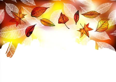 Vector autumn background with leaves and copy space Illustrazione stock