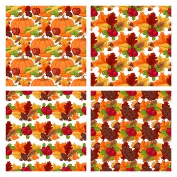 Vector autumn berries seamless pattern vegetarian berry food wallpaper with 스톡 일러스트