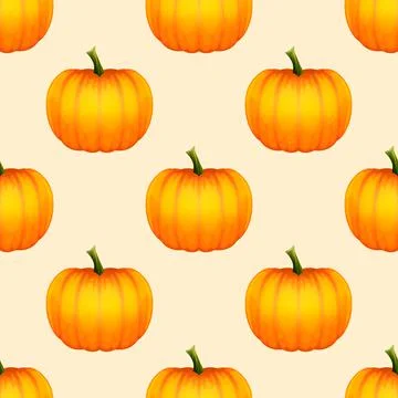 Vector Autumn Halloween Seamless Pattern with Pumpkins. Wallpapers for Stock Illustration
