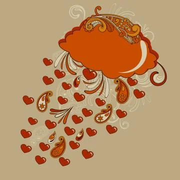 Vector autumn hearts rain Stock Illustration