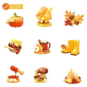 Vector autumn icon set Stock Illustration